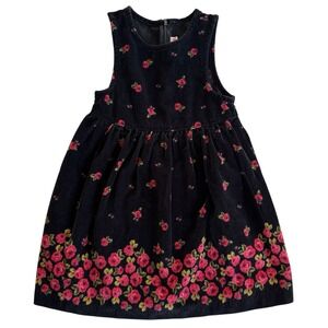 Vintage‎ Gymboree 2000 Nutcracker Line Black Velvet Falling Roses Dress Size 3 Y